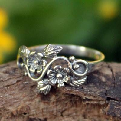 Vintage Silber Blumen Ring