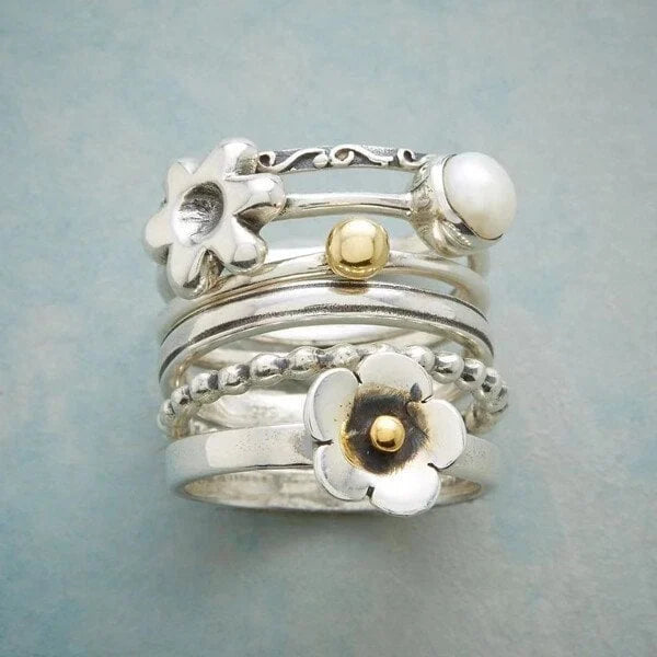 Blume Perlenkette Ring