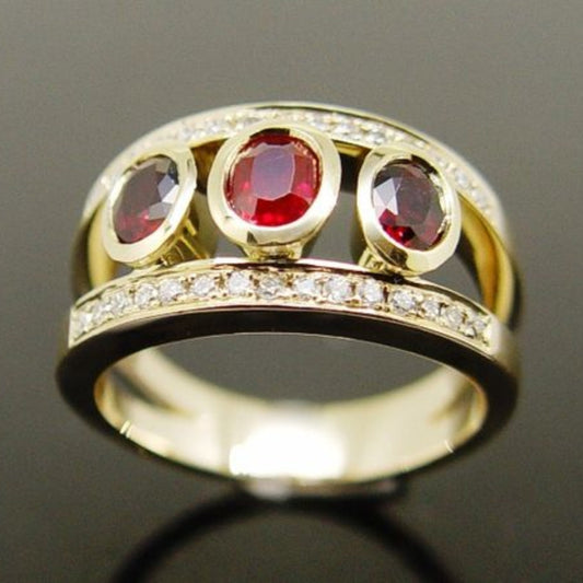 Vintage Rot Zirkonia Gold Ring