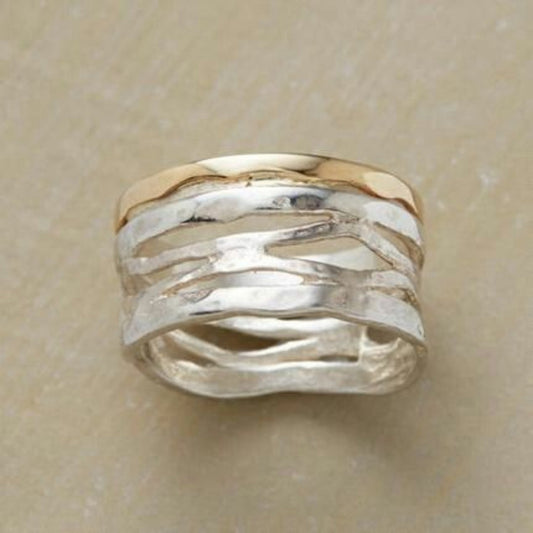 Vintage Gold & Silber Hollow Ring