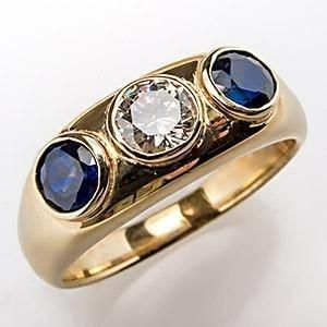 Vintage Blau Intarsien Glas Zirkonia Gold Ring