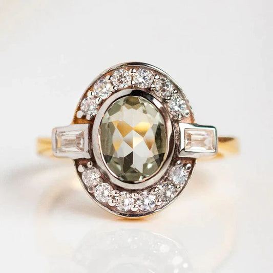 Vintage Kristall Grüner Ring