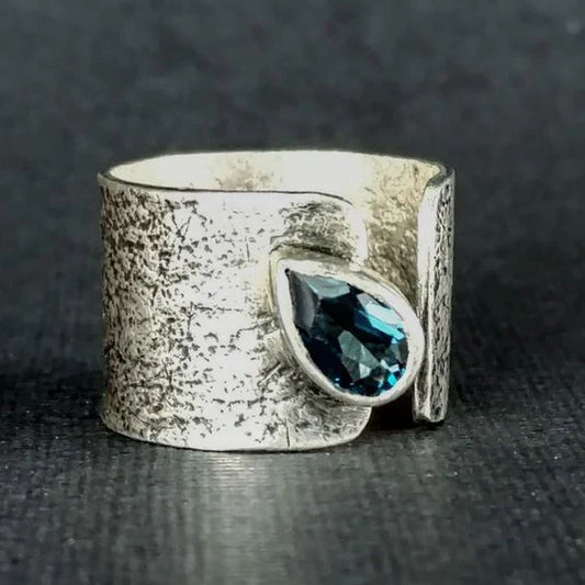 Vintage Silber & Kristall Tropfen Ring